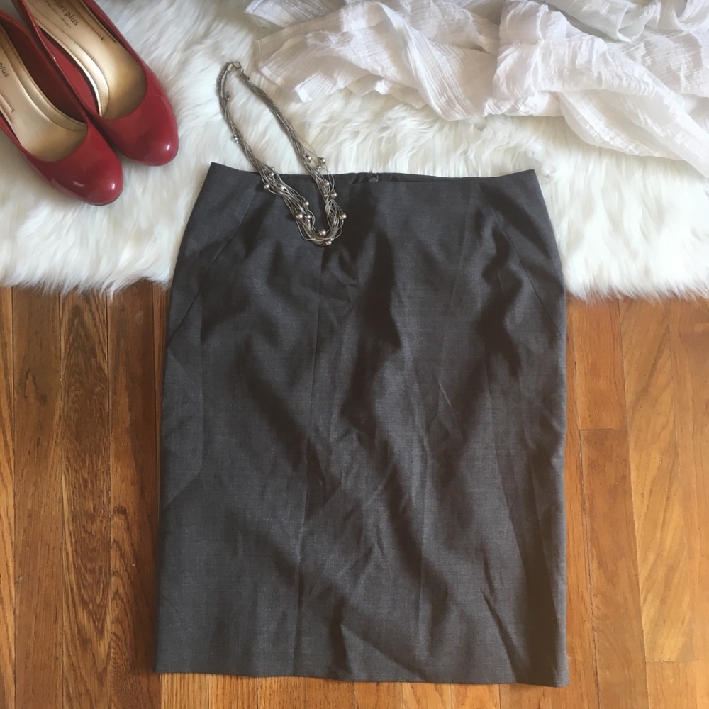 J Crew Grey Straight Skirt w Side Slits